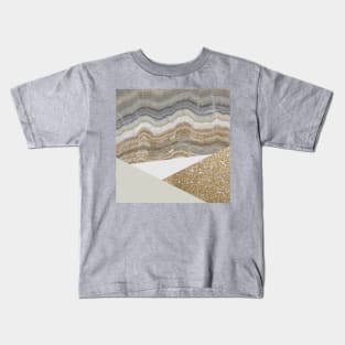 preppy minimalist geometric earth tone triangles beige tan marble Kids T-Shirt